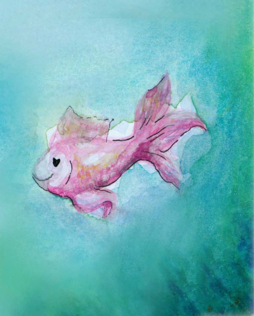 Aquarell: Faccio und Stella schwimmen nebeneinander in hellblaugrünem Wasser.